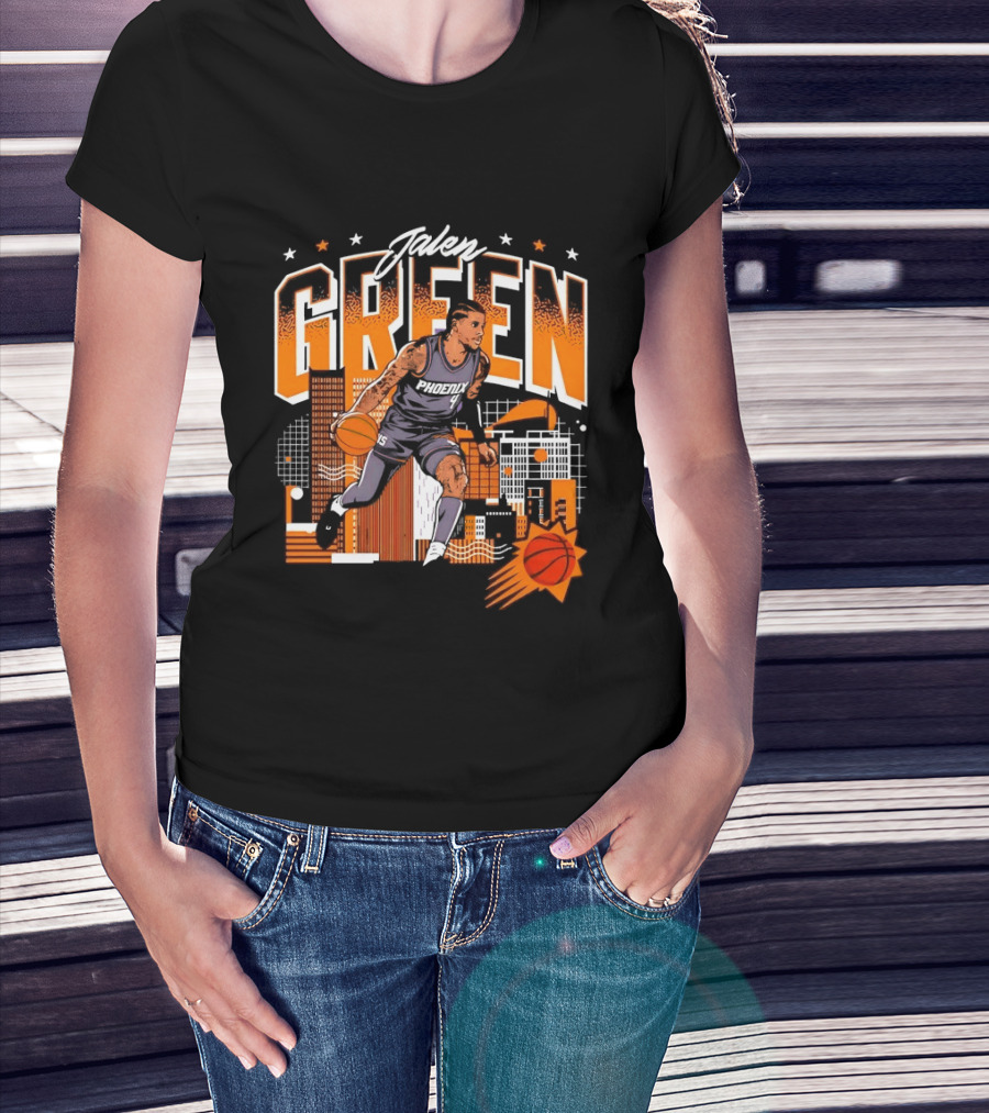 Jalen Green Phoenix Suns NBA Basketball Urban Skyline Art 4 15 NBPA T-Shirt