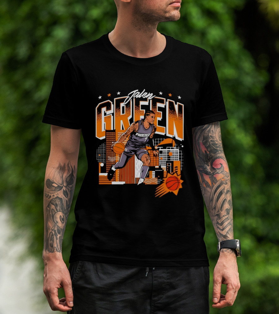 Jalen Green Phoenix Suns NBA Basketball Urban Skyline Art 4 15 NBPA T-Shirt