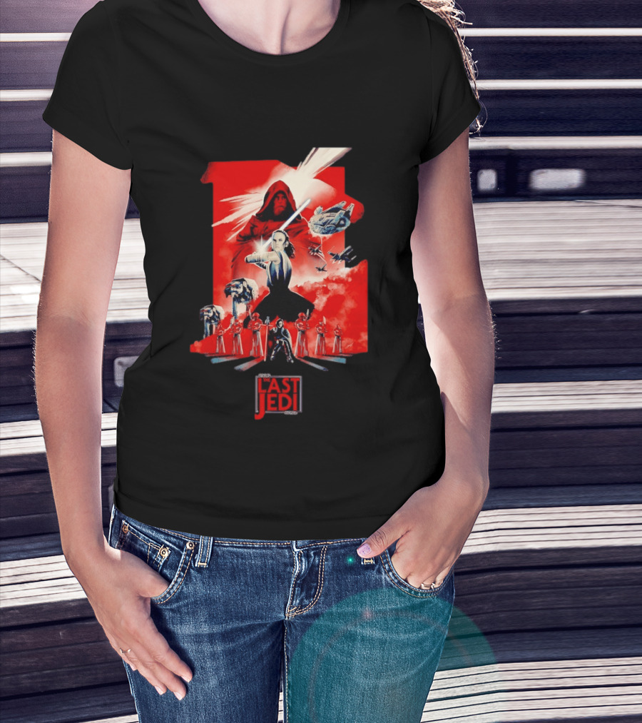 Luke Skywalker Rey Kylo Ren Millennium Falcon X Wing The Last Jedi T-Shirt
