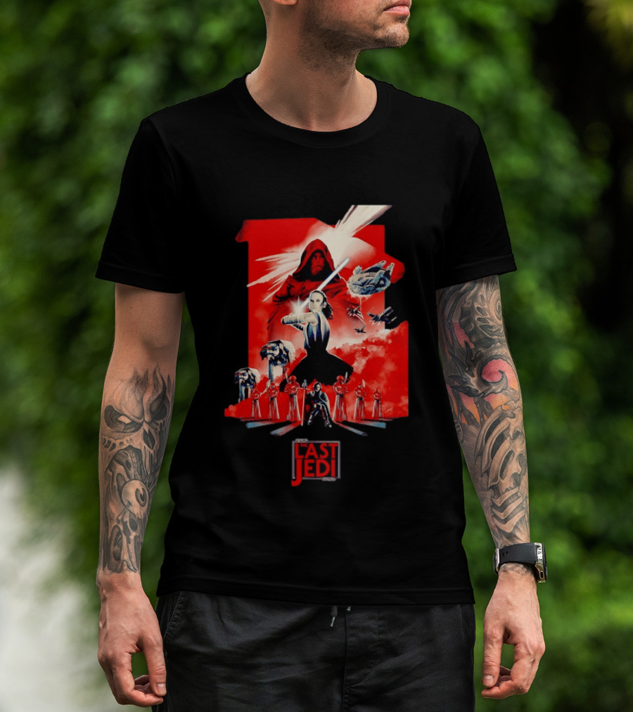 Luke Skywalker Rey Kylo Ren Millennium Falcon X Wing The Last Jedi T-Shirt