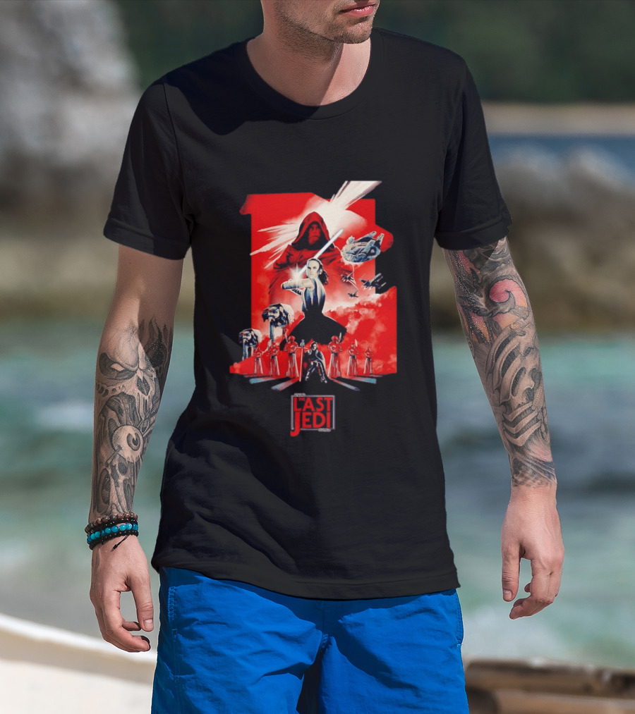 Luke Skywalker Rey Kylo Ren Millennium Falcon X Wing The Last Jedi T-Shirt