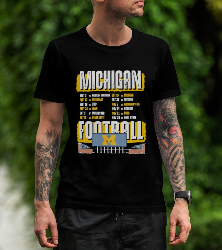 Michigan Football 2023 Schedule Washington UNLV Rutgers Nebraska Indiana Ohio State T-Shirt