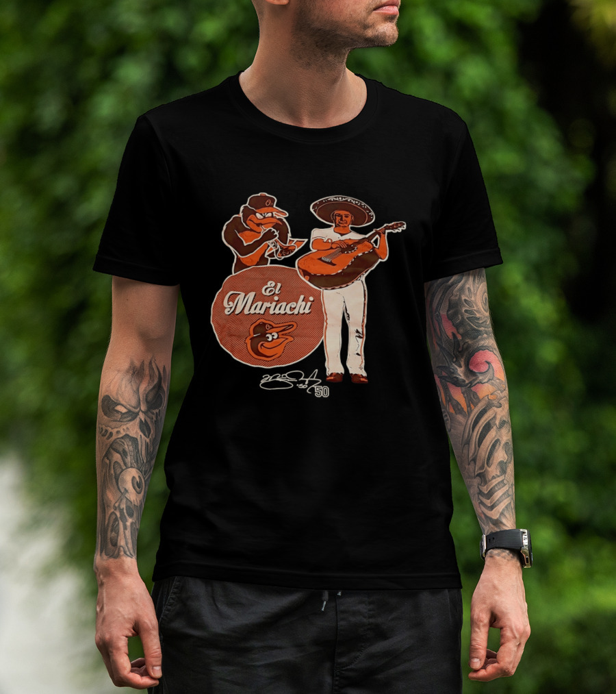 Miguel Gonzalez Baltimore Orioles El Mariachi Guitar Trumpet Player Series 22 50 T-Shirt