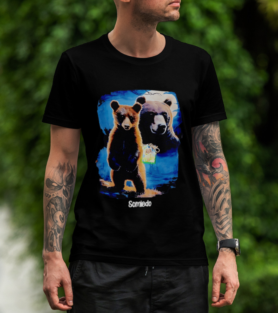 Somiedo Bears Cub Wildlife Art Blue T-Shirt