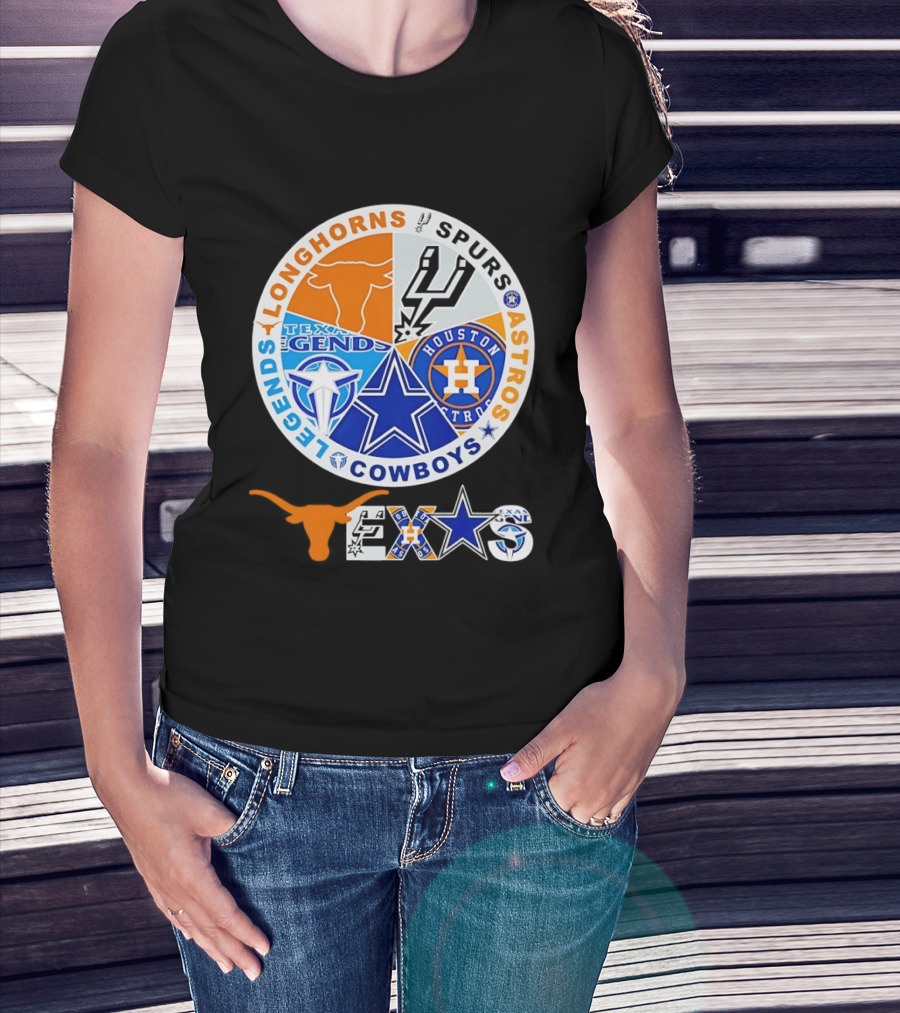 Texas Longhorns Spurs Astros Cowboys Legends Pride T-Shirt