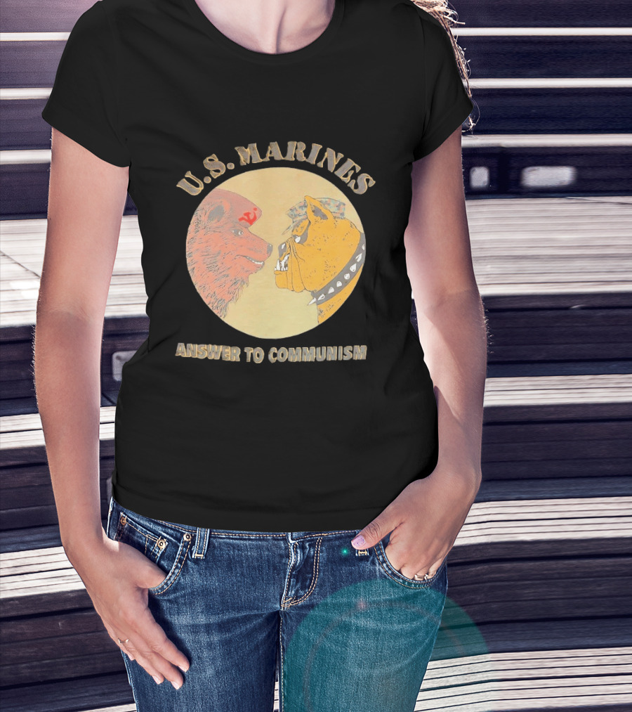 U.S. Marines Answer To Communism Soviet Bear Versus Marine Bulldog T-Shirt