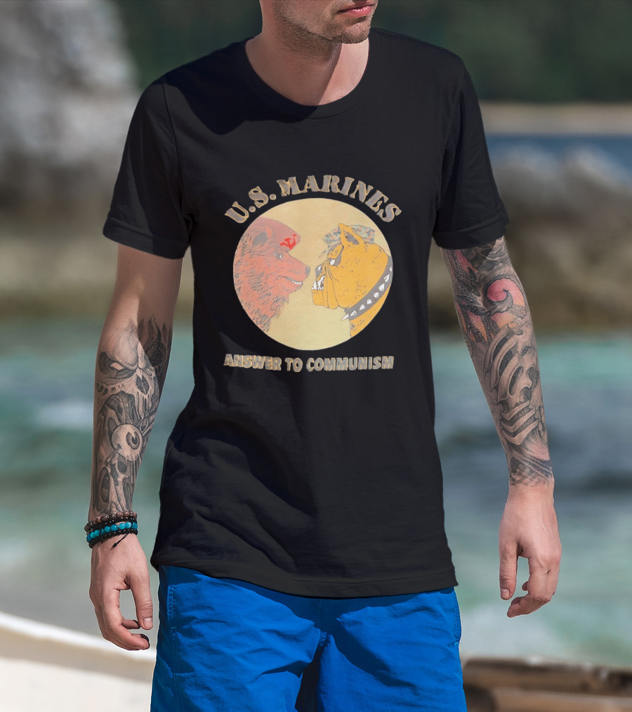 U.S. Marines Answer To Communism Soviet Bear Versus Marine Bulldog T-Shirt