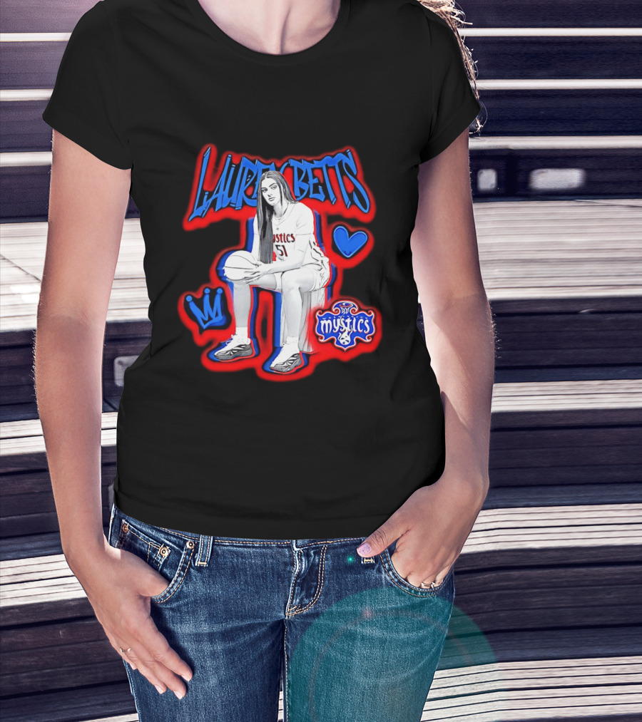 Lauren Betts Washington Mystics Basketball No. 51 Mystics Logo And Heart T-Shirt
