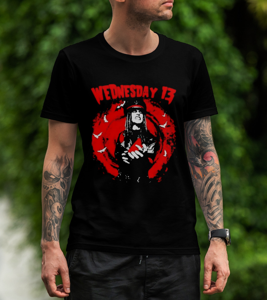 Wednesday 13 Devil Made Me Do It Horror Gothic Bats T-Shirt