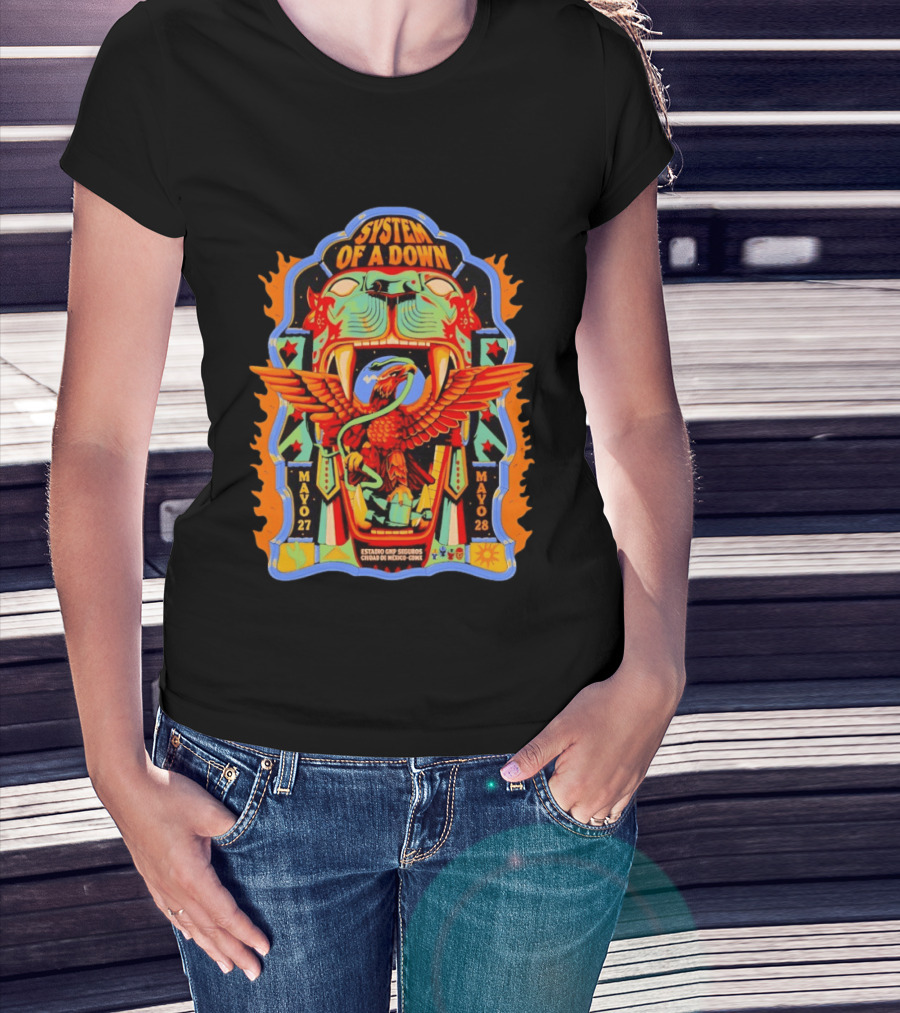 System Of A Down Estadio GNP Seguros Ciudad De Mexico May 27 28 2026 Eagle And Jaguar T-Shirt