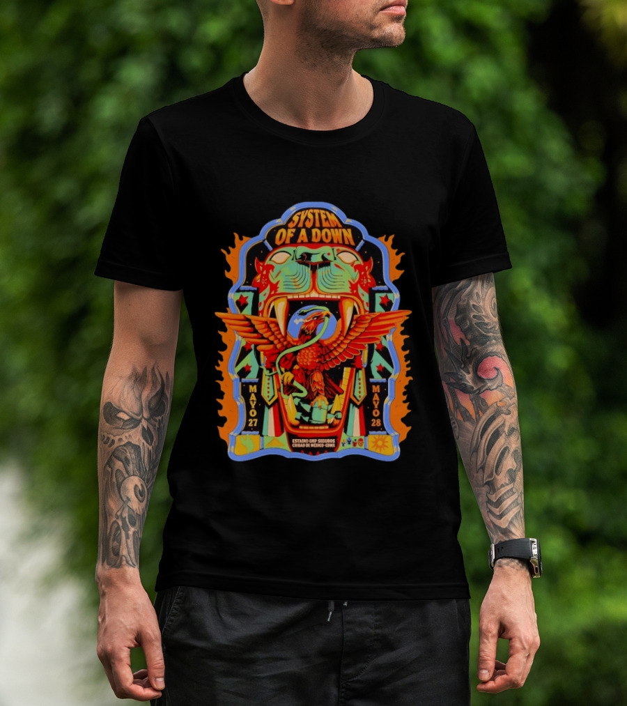 System Of A Down Estadio GNP Seguros Ciudad De Mexico May 27 28 2026 Eagle And Jaguar T-Shirt