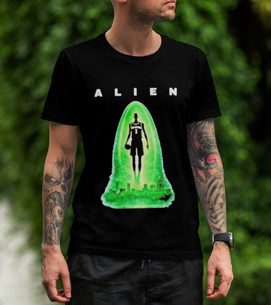 Alien Wemby San Antonio Alien Basketball Cityscape T-Shirt