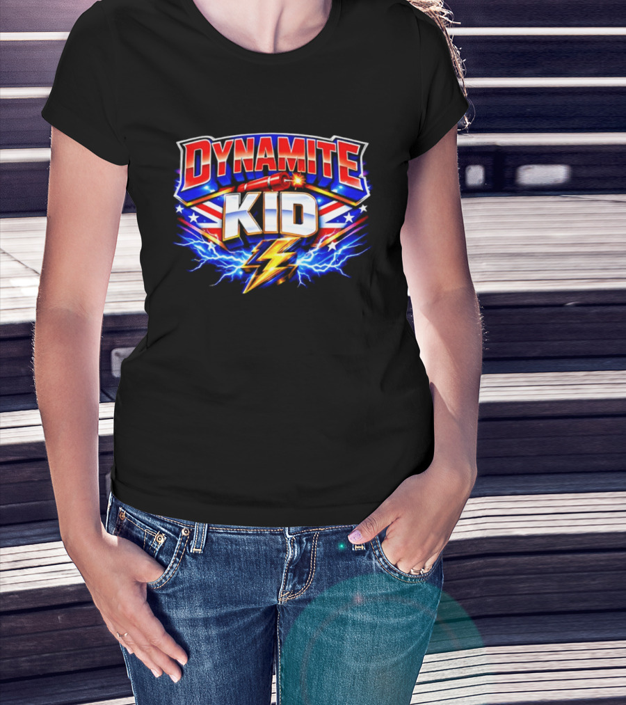 Dynamite Kid Wrestling Lightning Union Jack Explosion T-Shirt