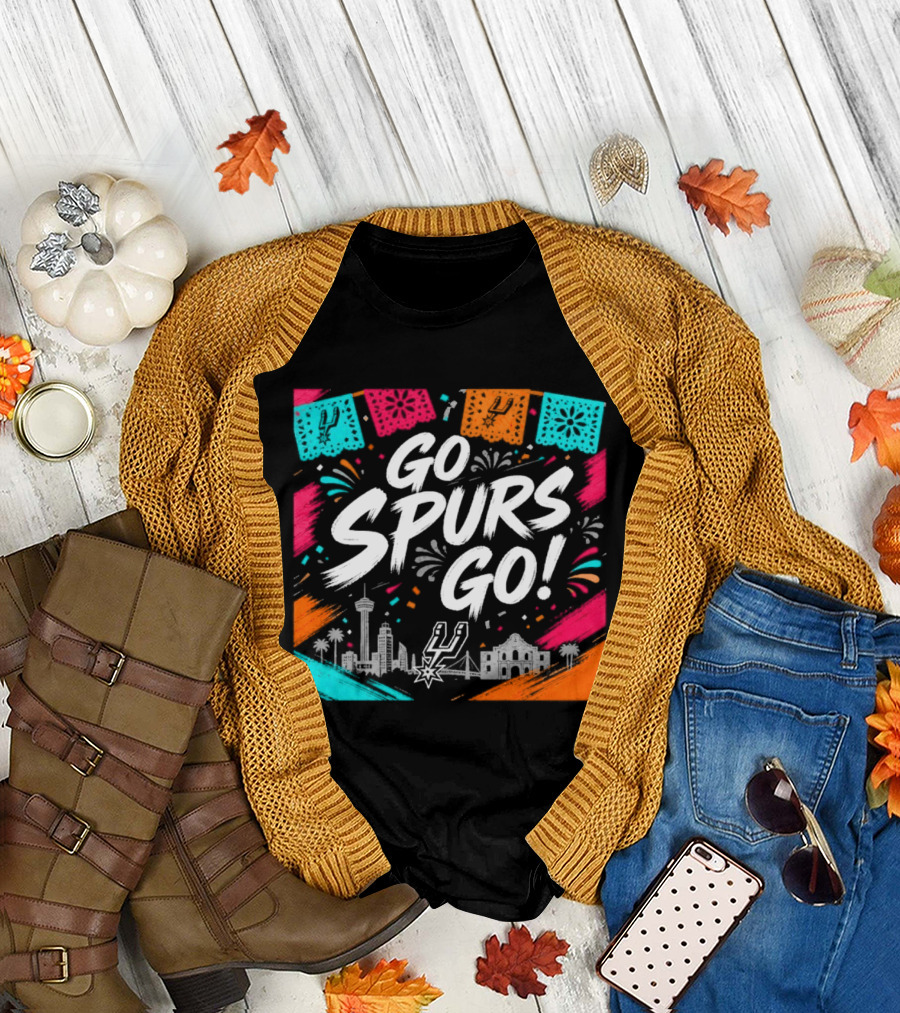 Go Spurs Go San Antonio Skyline Fiesta Celebration T-Shirt