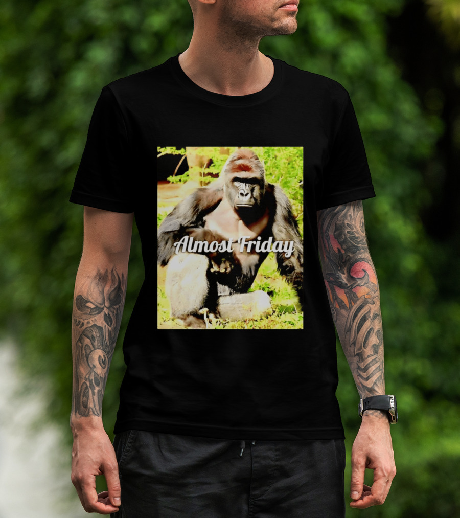 Almost Friday Gorilla Relaxing In Nature T-Shirt