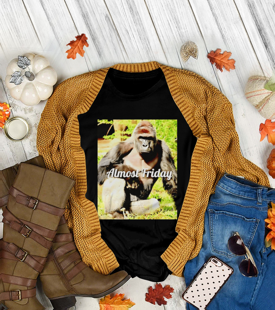 Almost Friday Gorilla Relaxing In Nature T-Shirt