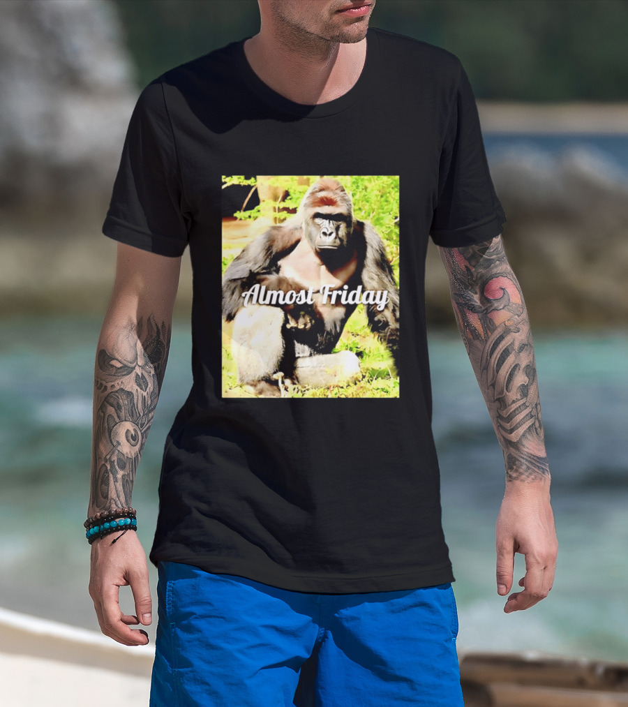 Almost Friday Gorilla Relaxing In Nature T-Shirt