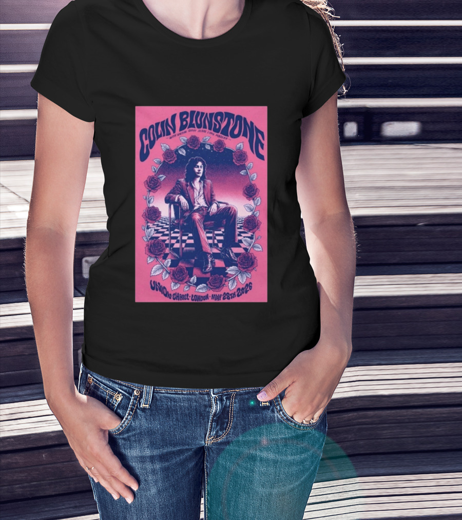 Colin Blunstone Union Chapel London May 28th 2026 With Special Guest Jesse Lynn Madera Roses And Stage Checkerboard T-Shirt