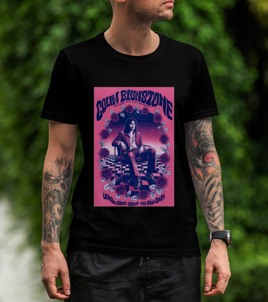 Colin Blunstone Union Chapel London May 28th 2026 With Special Guest Jesse Lynn Madera Roses And Stage Checkerboard T-Shirt