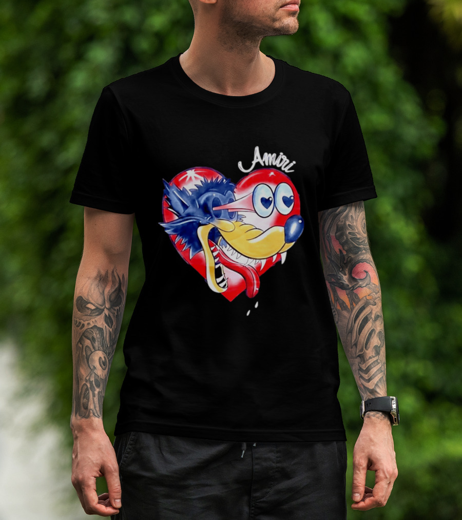 Heart Wolf Amiri Iconic Pop Art Style Fusion T-Shirt