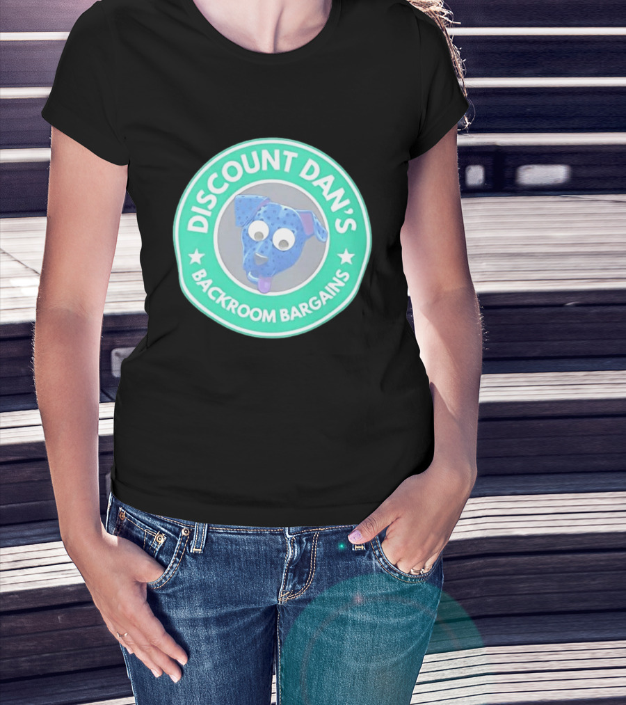 Discount Dan's Backroom Bargains Dog Face Circular T-Shirt