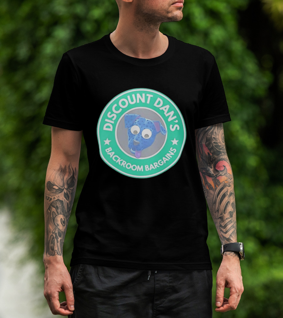 Discount Dan's Backroom Bargains Dog Face Circular T-Shirt
