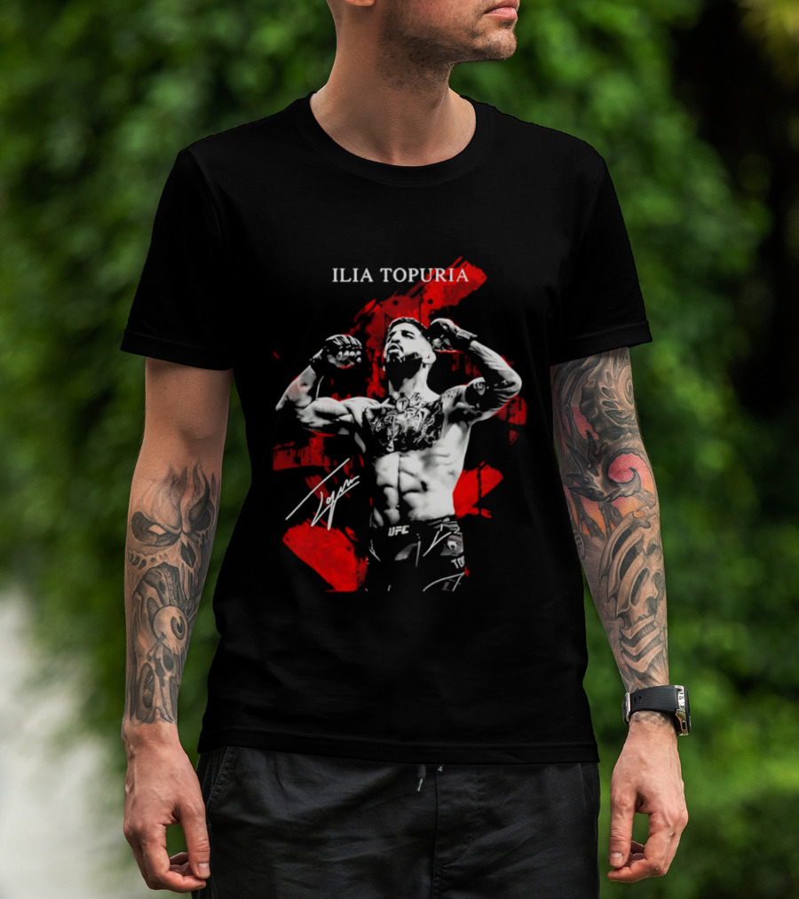 Ilia Topuria UFC Fighter Bold Red Abstract T-Shirt