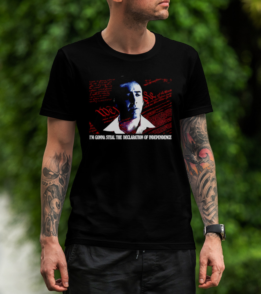 Nicolas Cage I'm Gonna Steal The Declaration Of Independence Face Red White Blue T-Shirt
