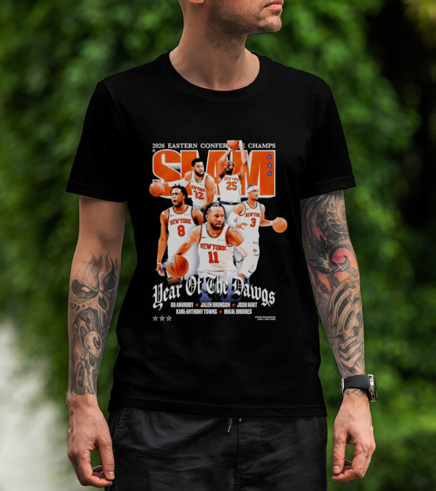 2023 Eastern Conference Champs New York Knicks SLAM Year Of The Dawgs Jalen Brunson Josh Hart Karl Anthony Towns T-Shirt
