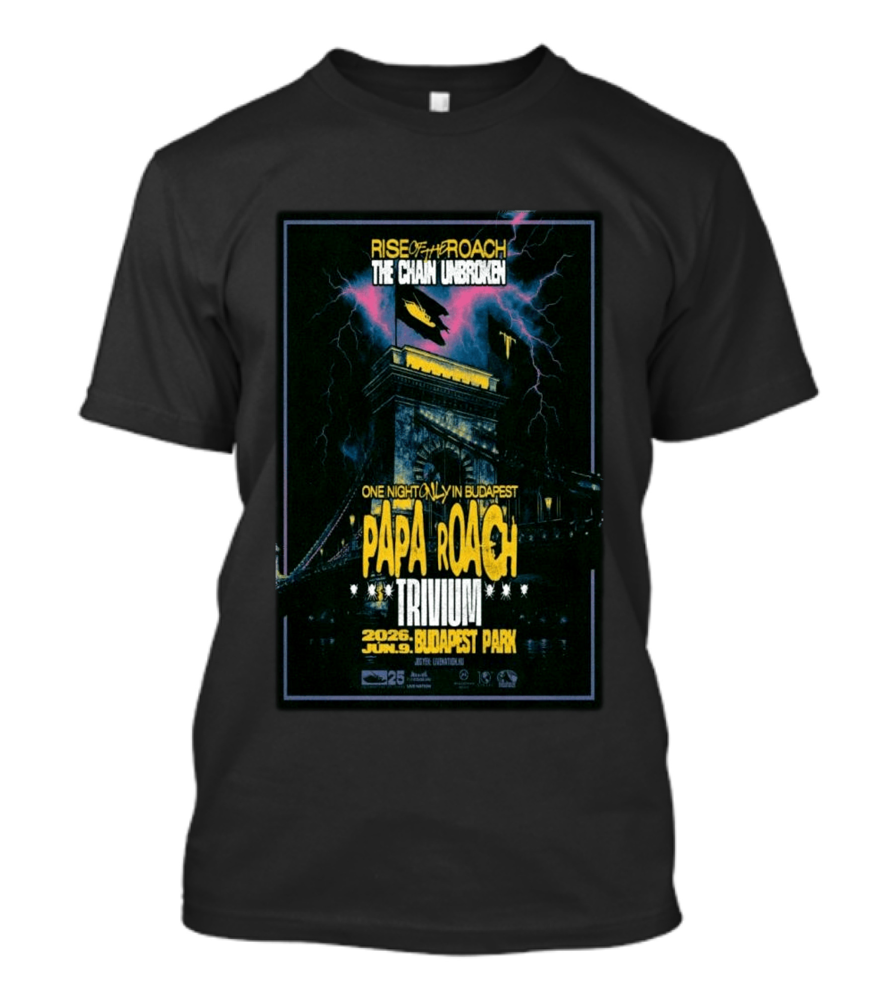Papa Roach Trivium Live Budapest Park June 09 2026 The Chain Unbroken Concert T-Shirt