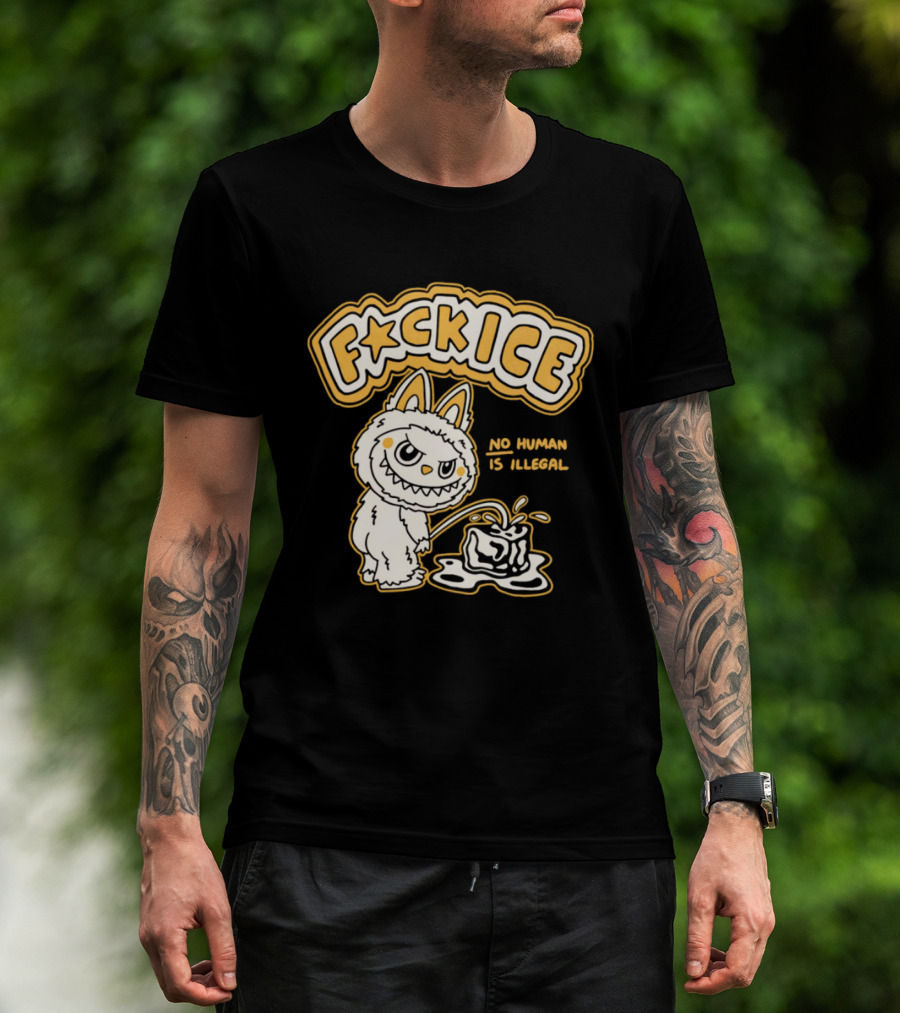 Fck Ice No Human Is Illegal Meme Labubu T-Shirt