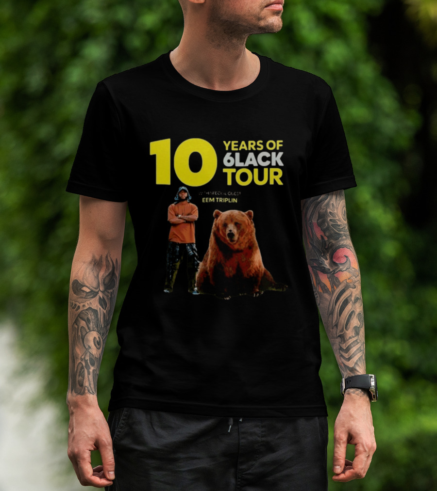 10 Years Of 6lack Tour Eem Triplin Brown Bear T-Shirt