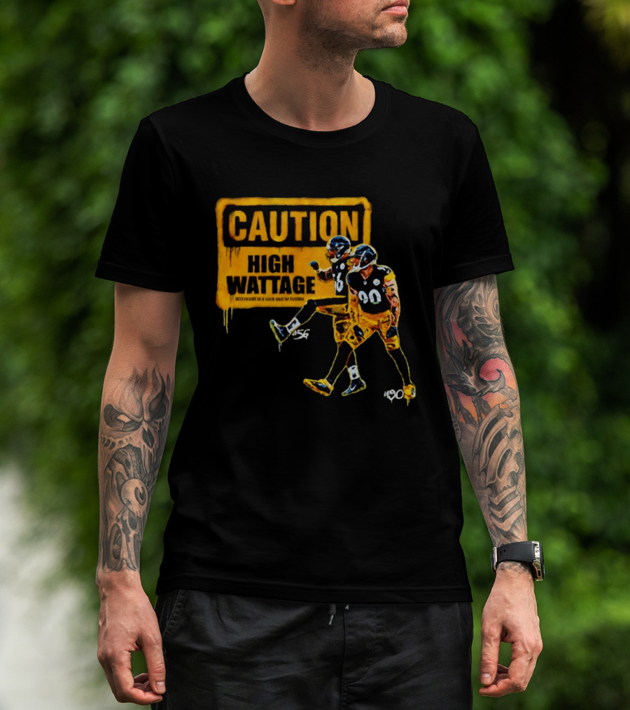 Caution High Wattage Alex Highsmith TJ Watt Pittsburgh Steelers Sack T-Shirt