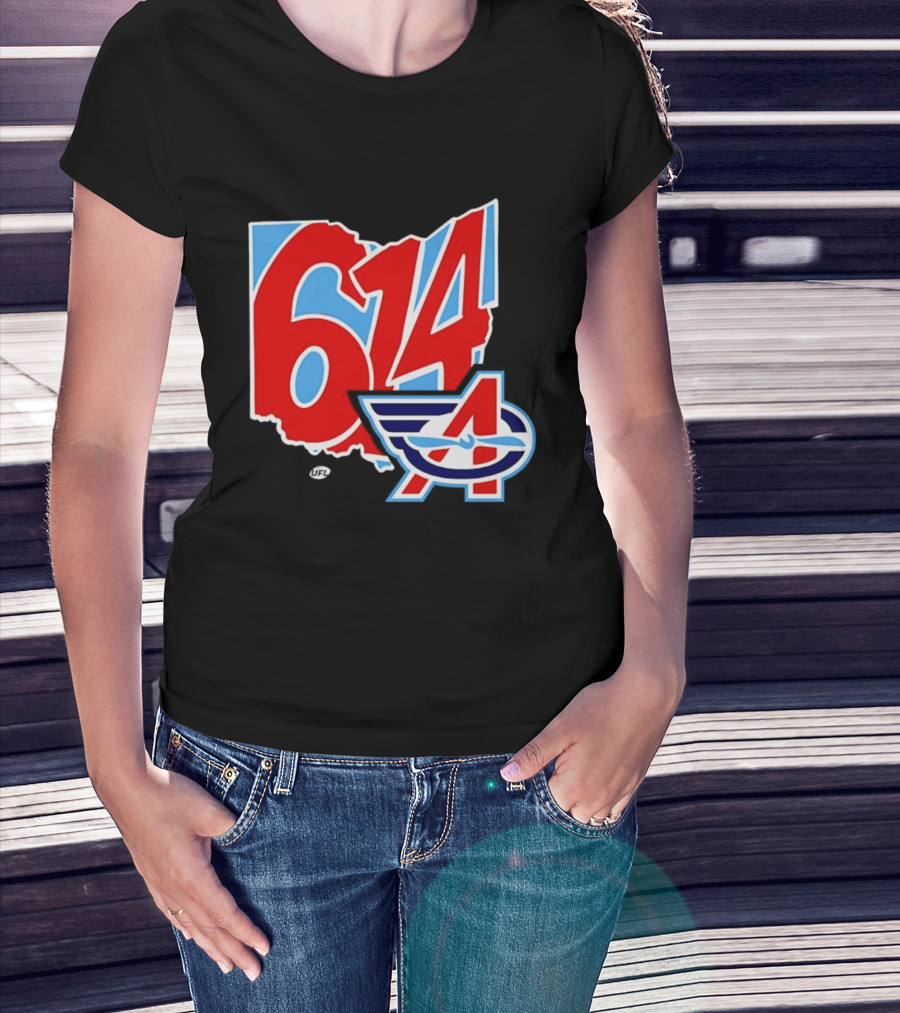 Arlington Renegades Ohio 614 United Football League State Map T-Shirt