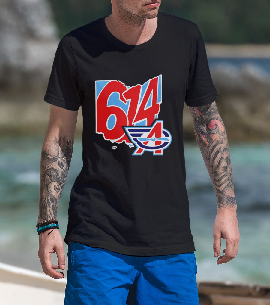 Arlington Renegades Ohio 614 United Football League State Map T-Shirt
