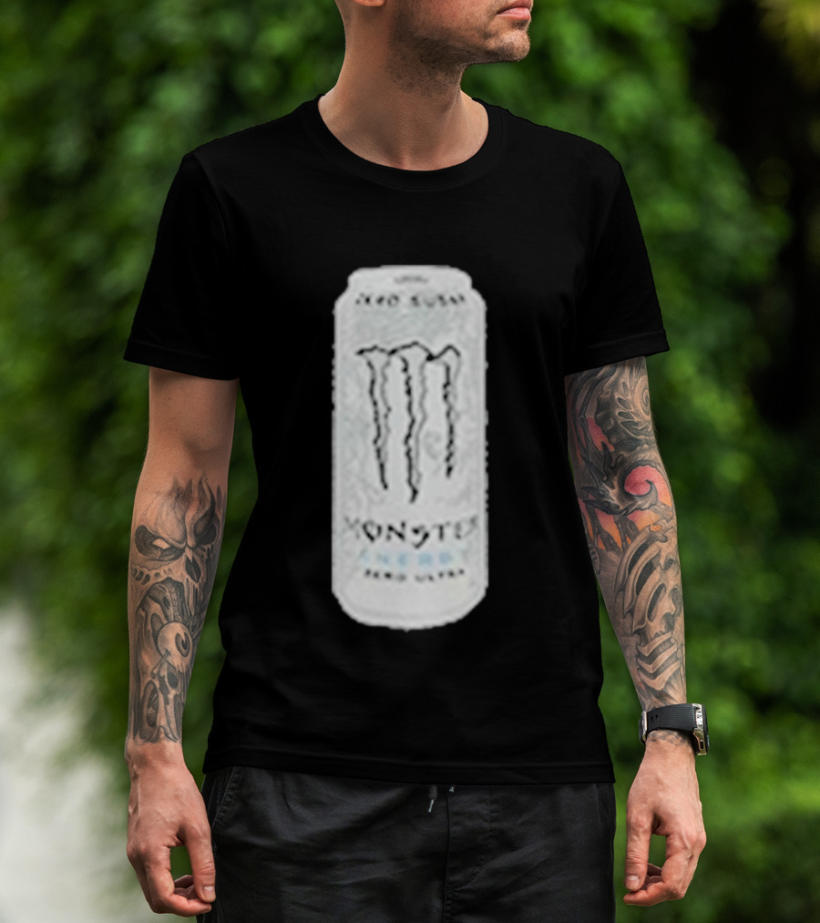 Monster Energy Zero Sugar White Can Patch T-Shirt