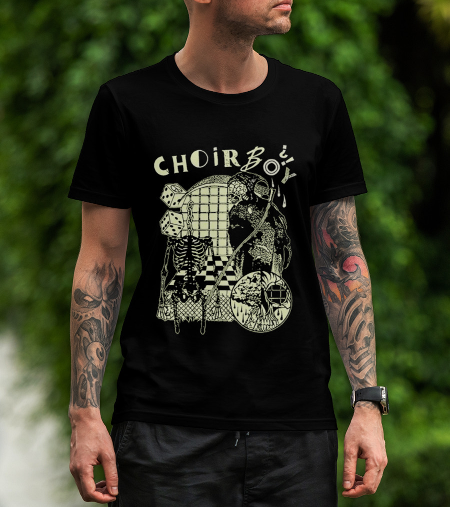 Choir Boy Reaper Skeleton Chessboard T-Shirt