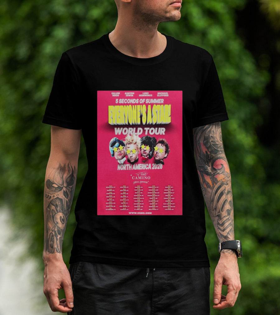 5 Seconds Of Summer Everyone's A Star World Tour North America 2026 Haiden Henderson T-Shirt