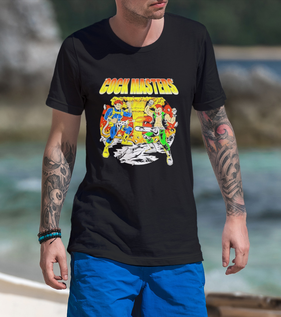 Cock Masters Cartoon Characters With Classic Action Pose T-Shirt