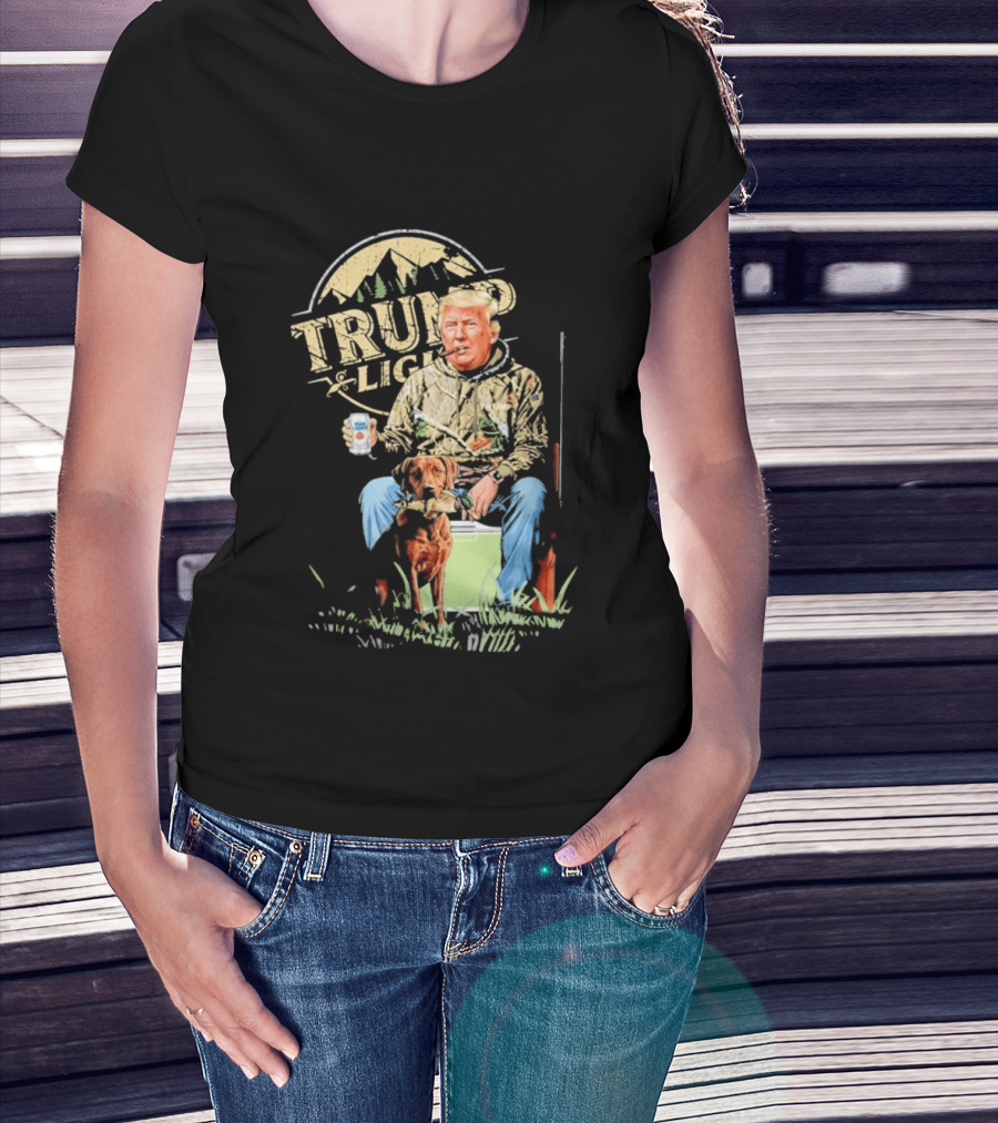 Trump Light Countryside Hunting With Dog And Beer T-Shirt