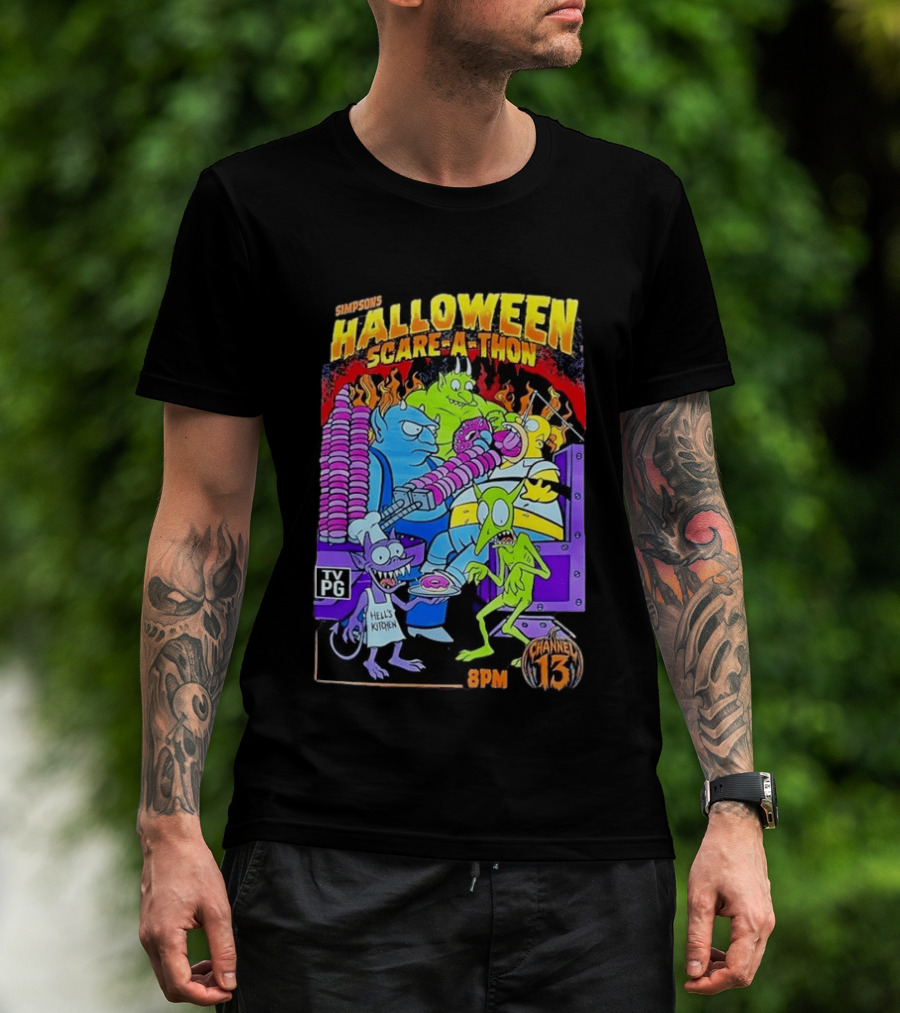 Simpsons Halloween Scare A Thon TV PG 8PM Channel 13 Hell's Kitchen Monsters And Aliens T-Shirt