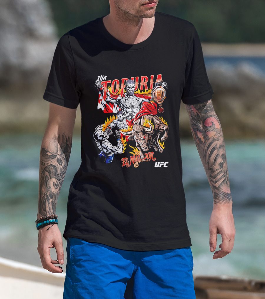 Ilia Topuria UFC El Matador Bullfighter Hand Drawn T-Shirt