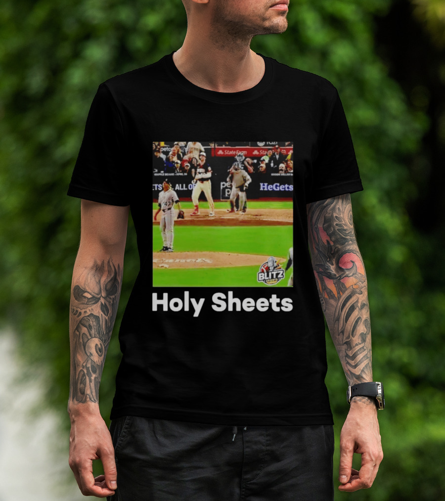 Padres Blitz Baseball Holy Sheets Petco Park T-Shirt