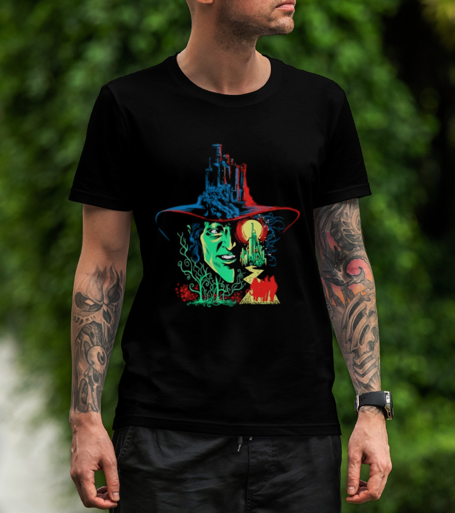Pieces Of Oz Emerald City Wizard Face And Hat In Artistic T-Shirt