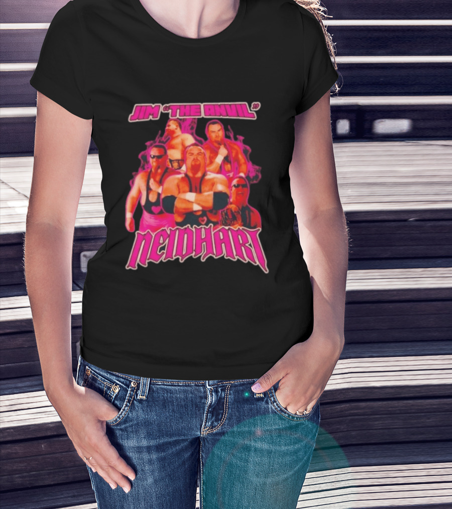 Jim Neidhart The Anvil Wrestler Pink Collage Neidhart T-Shirt