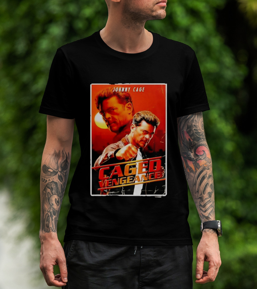 Johnny Cage Caged Vengeance Retro Action Movie T-Shirt