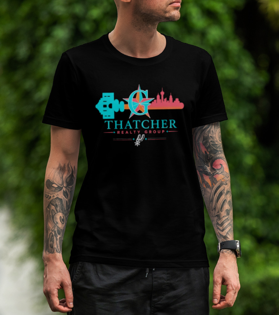 San Antonio Spurs Thatcher Realty Group City Skyline And Key T-Shirt