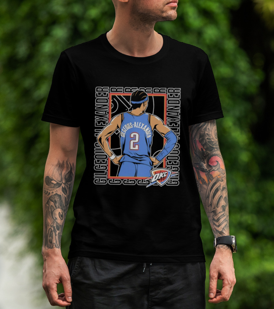 Shai Gilgeous Alexander Oklahoma City Thunder Number 2 Player Pose Repeat T-Shirt