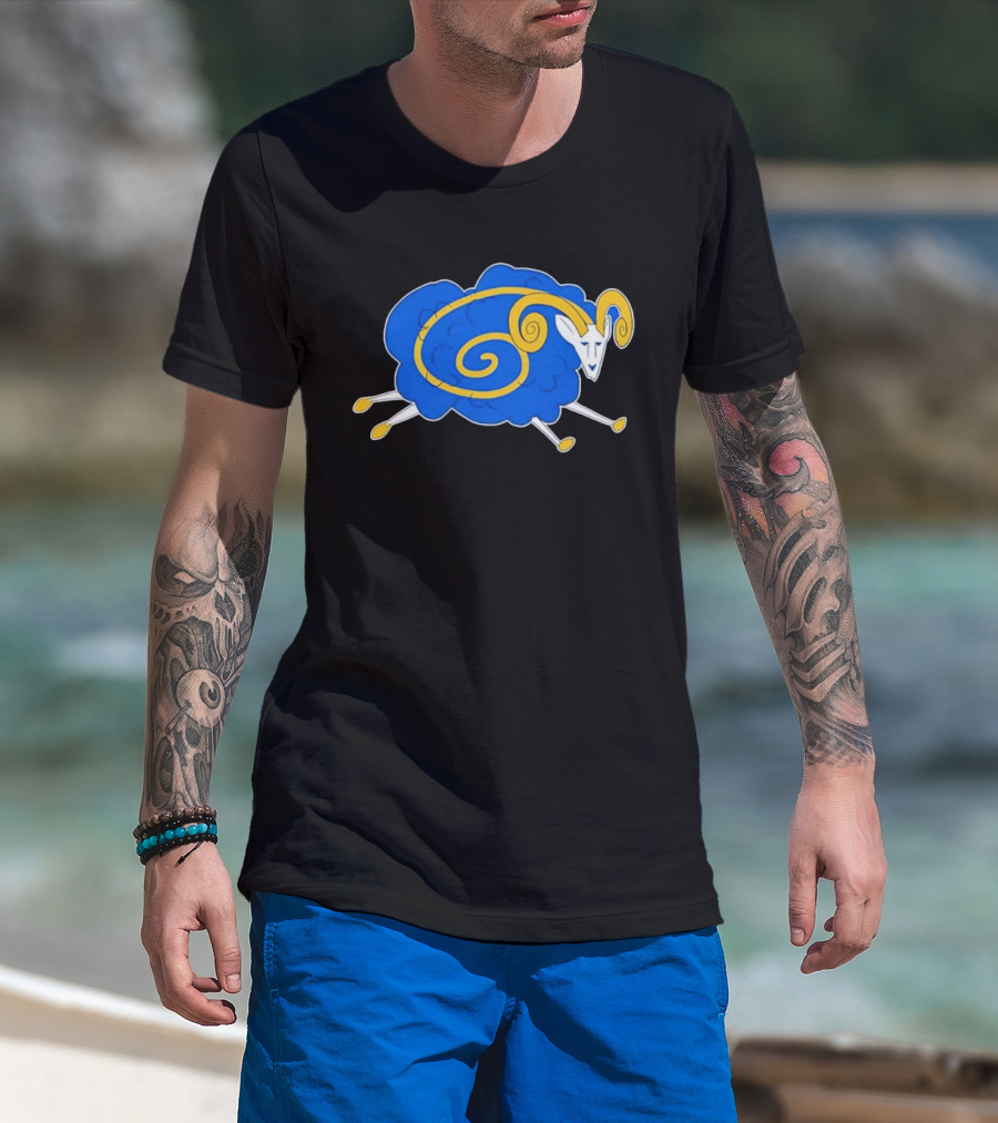 Los Angeles Rams Cursed Spiral Blue Sheep T-Shirt
