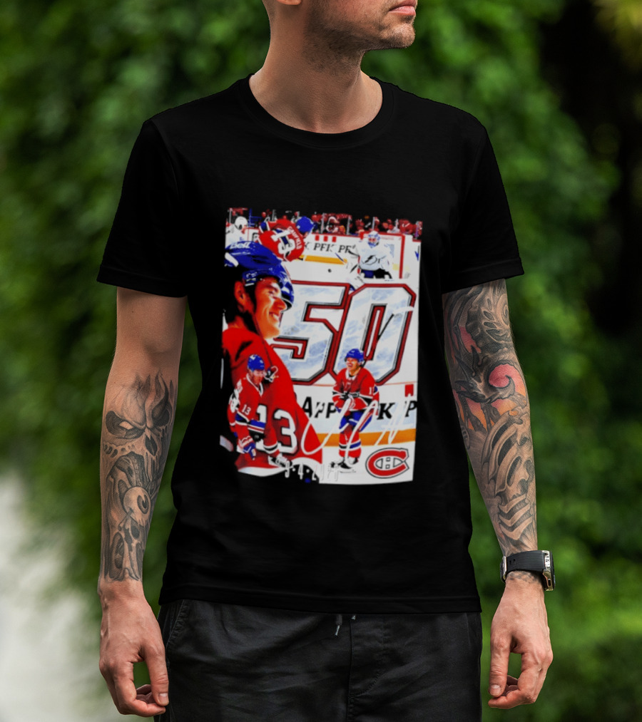 Montreal Canadiens Cole Caufield 50 Goals Celebration 2026 T-Shirt